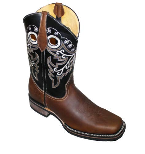 Dona Michi Men's Genuine Cowhide Leather Cowboy Western Square Toe Rodeo Boots Handcrafted