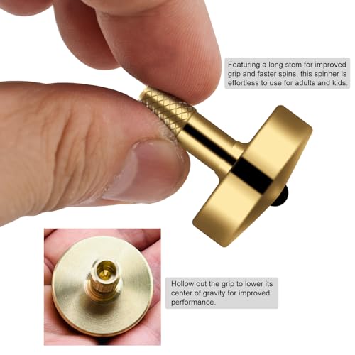 Image of DjuiinoStar Premium Brass Spinning Top: 5-11 Minutes, Lengthened Stem, Easy to Twirl, CNC Machined, Great Time Killer, EDC Fidget Toy DST-805