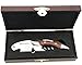 Wood Handle Wine Bottle Corkscrew Opener In A Wooden Box. Heavy Duty Sommelier Corkscrew Stainless Steel With Rosewood & Foil Cutter. An Elegant Gift For Wine Lovers & Waiters. (Brown, Rosewood)