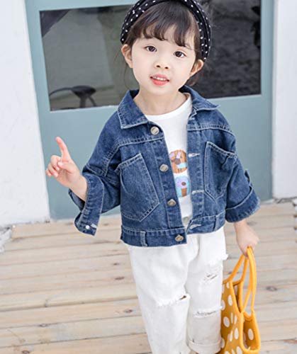 ASHER FASHION Little Girls Denim Jacket Long Sleeve Jean Coat Button Down Basic Cotton Outfit3