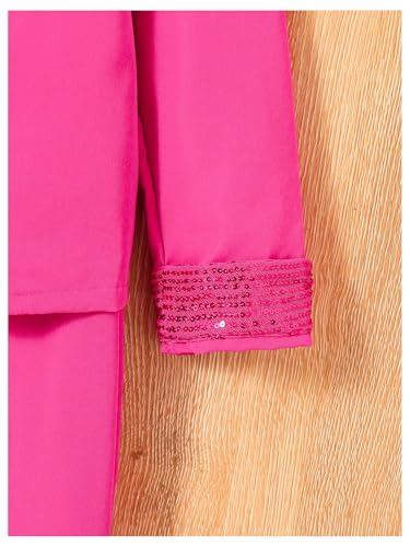 Image of Milumia Girl's 2 Piece Open Front Long Sleeve Blazer High Waisted Pants Set Hot Pink 8Y