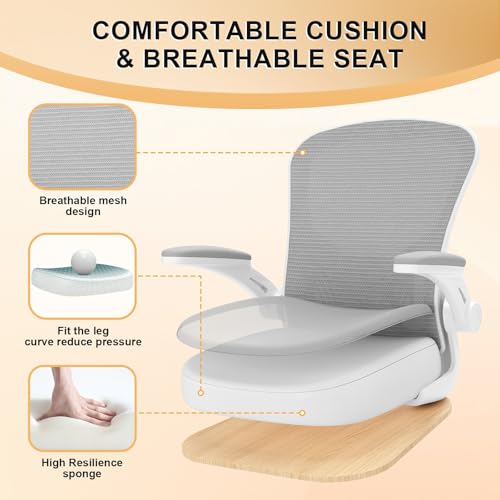 Image of Office Chair, Ergonomic Desk Chairs 330LBS Capacity High Back Mesh Computer Chair with Flip-up Armrests, Comfy Work Chair with Adjustable Lumbar Support