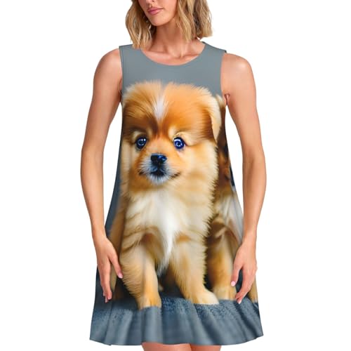 Robe d'été sans manches imprimé tendance pour quotidien et plage