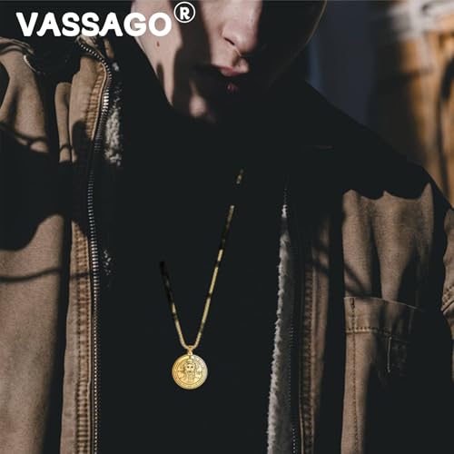 Image of VASSAGO Key of Solomon Seals Necklace Engraved with 72 Names of God Pendant Spiritual Protection Amulets for Men Women
