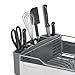 KitchenAid Large Capacity Full Size Rust Resistant Dish Rack with Angled Drain Board and Removable Flatware Caddy, Light Grey