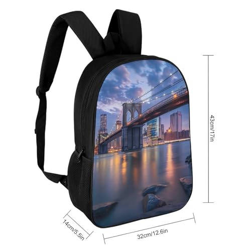 New York City Brooklyn Bridge Manhattan 17 Inch Backpack Travel Laptop Backpack Business Computer Backpack with Adjustable Straps2