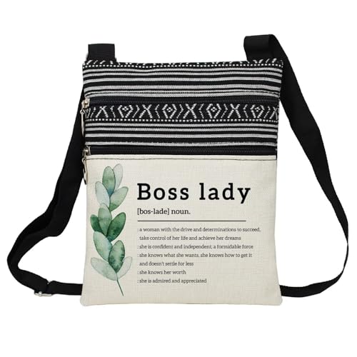 Boss Lady Messenger Bag Small Ethnic Pattern Printed Adjustable Strap Crossbody Zipper Bag Funny Definition Phone Bag Wallet Cute Shoulder Handbag for Boss Lady Managers Women