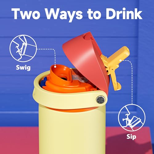 Image of 24 oz Insulated Water Bottle with Straw: Meoky Stainless Steel Metal Water Bottle with Straw Lid - Leak Proof, Cold for 24 Hours, Fits in Car Cup Holder, BPA-Free for Travel Sports Gym, Misty Horizons