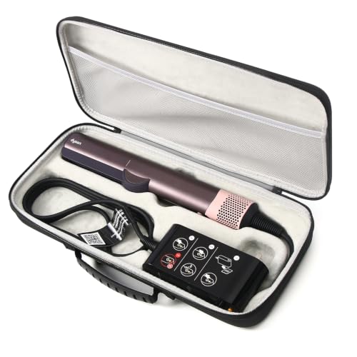 LIUIIVIRI Funda rígida de viaje compatible con alisador de pelo Dyson Airstraight HT01 y fuente de alimentación, impermeable y a prueba de golpes, Black, M, Cary