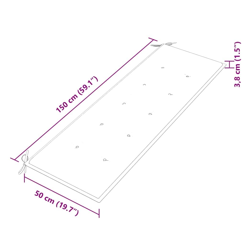Fengshui Batavia ławka z beżową poduszką 150 cm lite drewno tekowe