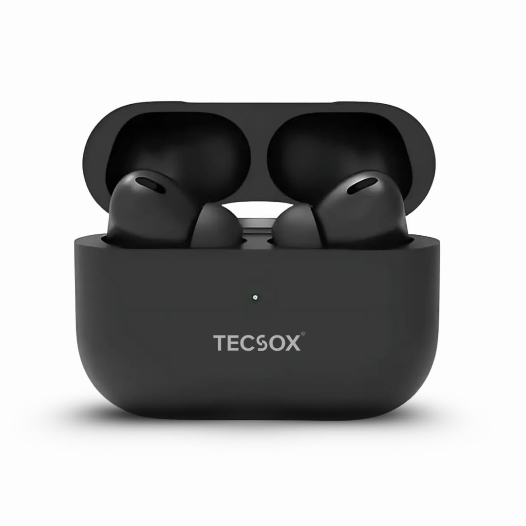 Tecsox TecPod Pro Wireless Earbuds, Matte Black - Image 1