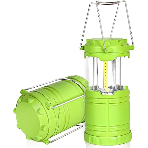 SEAMAGIC 2-Pack LED Camping Lanterns, Essential Emergency Lights for Power Outages, Hiking, Hurricane, Green Cover