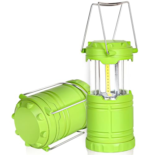 2-Pack LED Green Camping Lanterns, Portable Camping Lights, Outdoor Handled Lamps, Essential Emergency Lights for Power Outages, Hiking, Hurricane