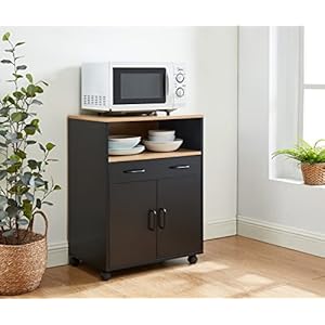 BAÏTA Desserte de Cuisine Ginger L60 x P39 x H80 cm Bois/Noir