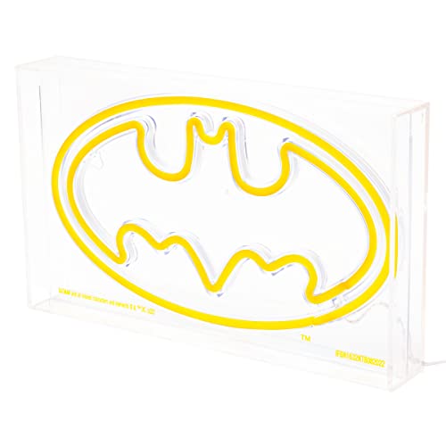 Image of Silver Buffalo DC Comics Batman Logo Symbol USB Powered Neon Light Box, 12 x 7 Inches