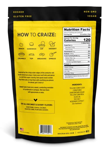 Craize Sweet Corn Crisps | Gluten Free, Vegan, Kosher, Toasted Corn Crackers | 3 Pack, 4 Oz Each #TOP2