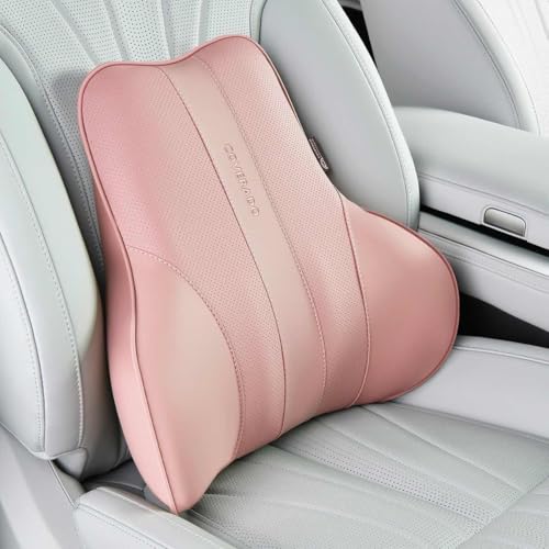 Image of Coverado Lumbar Support Pillow for Car, Ergonomic Memory Foam Back Pillow for Office Chair, New Back Cushion for Pain Relief, PU Leather Car Lumbar Support for Driving Seat