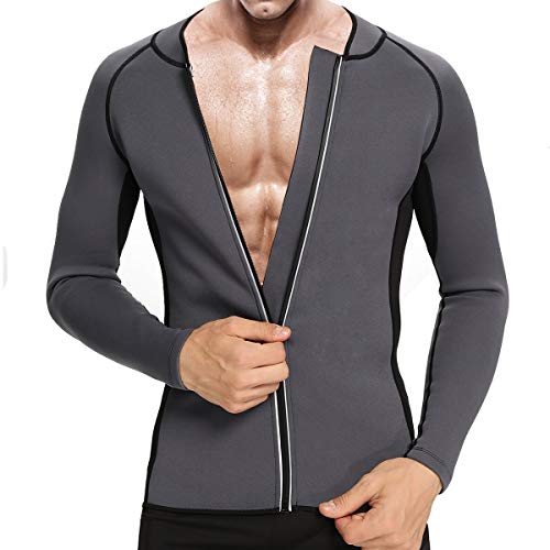 Nonecho Men Neoprene Sauna Suit Workout Running Jacket Sweat Waist Trainer Body Shaper Cycling Jersey Zipper #TOP1