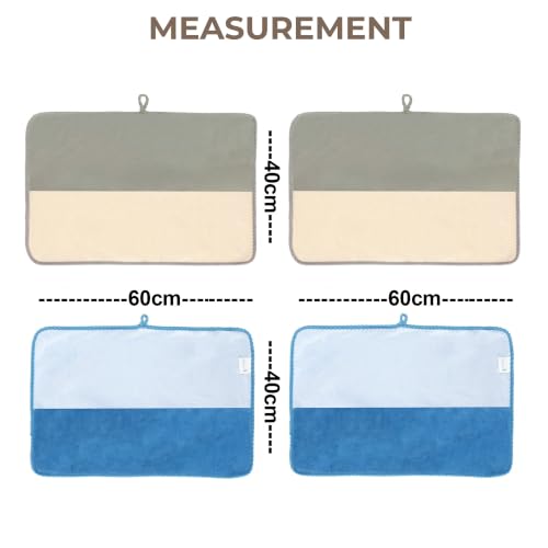 Image of Story@Home 500 GSM Microfiber Hand Towel Set of 4 | Super Soft Color Blocked Face Towel | 60 x 40 cm | Blue & Light Grey | Sensitive Skin Friendly Face Towels for Gym, Travel, Sports, Bathroom