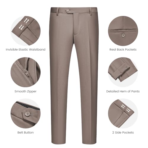 Image of WULFUL Men's Slim Fit Suit One Button 3-Piece Blazer Dress Business Wedding Party Jacket Vest & Pant