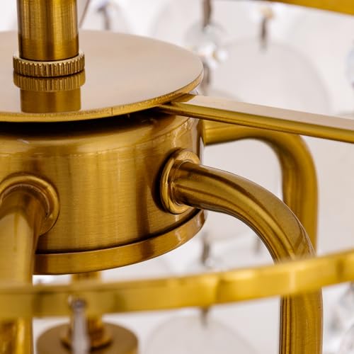 TOCHIC Natural Capiz Shell Chandelier, 6-Light Gold Modern Coastal Chandelier Light Fixture for Dining Room, Hanging Boho Round Beach Shell Pendant Light for Living Room, Bedroom, Kitchen, Foyer, 24"W - Image 9