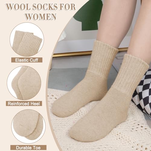 Image of iCamter 4 Pairs Womens Wool Socks - Soft, Thick, Warm Thermal Boot Winter Socks for Gifts