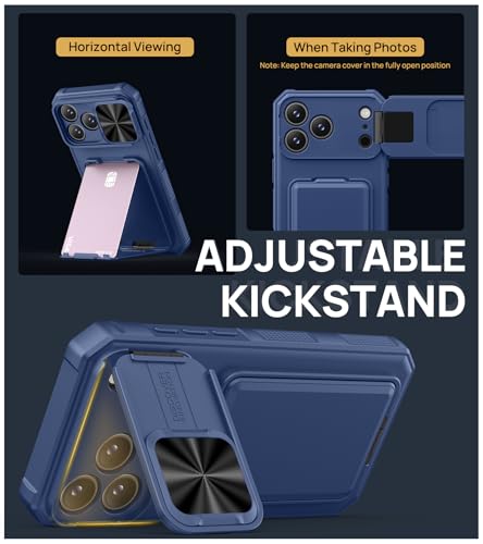 Image of SSLOTSCASE for iPhone 17 Pro Max Case with Stand & Credit Card Holder, Blue