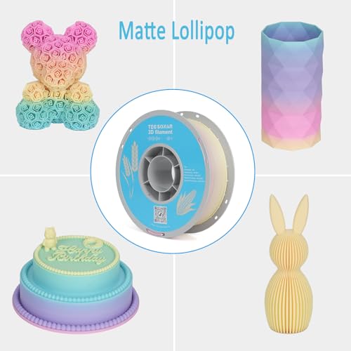 Image of Matte Rainbow PLA 3D Printer Filament, 10 Rolls,1KG Spool(2.2lbs) 1.75mm 3D Printing Multicolor Gradient Filament Bundle for Most FDM 3D Printers,10 Different Matte Rainbow Colors