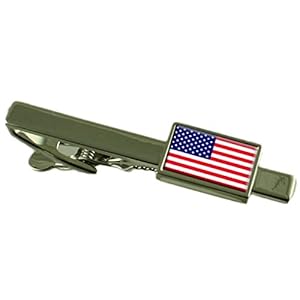 Amerika Tie Clip Bar met Gegraveerde Gepersonaliseerde Berichtendoos