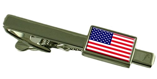 Amerika Tie Clip Bar met Gegraveerde Gepersonaliseerde Berichtendoos