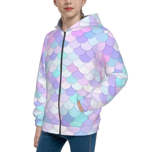 Rainbow Scales Kids Pullover Hoodies Boys Zip Up Sweatshirts Girls Athletic Clothes with Pocket
