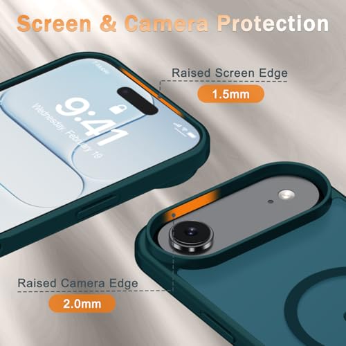 Image of YENAPOON for iPhone Air Case, Matte Magnetic Phone Cover [with 1 Screen Protector] [Support for MagSafe] [Shockproof Military Grade Protection] Translucent Frosted Back, Blue