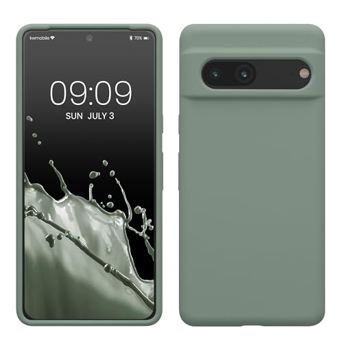 kwmobile Case Compatible with Google Pixel 7 Case - TPU Silicone Phone Cover with Soft Finish - Rainwashed Green