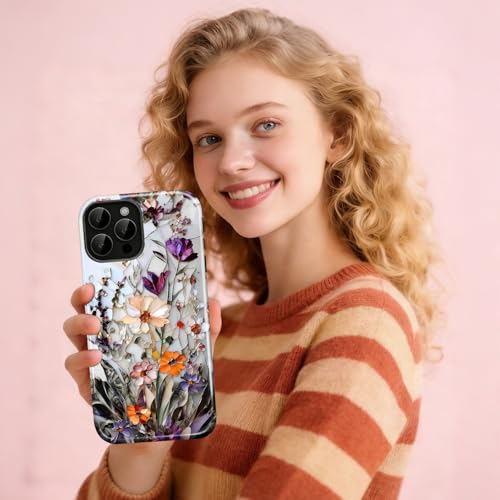 Magnetic for iPhone 16 Case,Cute Wildflower Design,Shockproof TPU and Hard PC Protective Phone Cover Compatible with MagSafe Designed by Generic - Used condition - Image 7