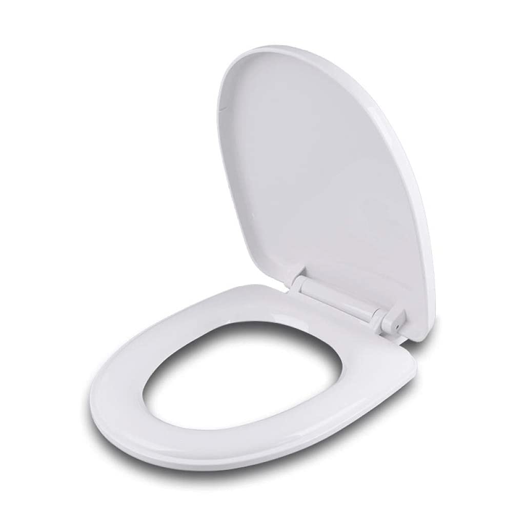 MOBYGKFY Toilet Lid- Faucet Round Front Slow Close White Seat with Non Slip Bumpers