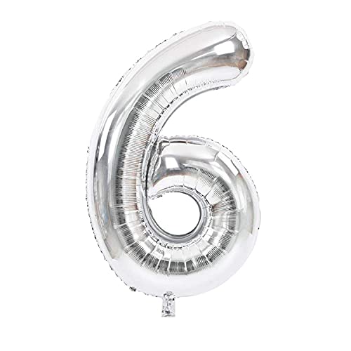 風船 バルーン 銀 飾り付け 数字6 ナンバー 32インチ 大きい 誕生日 ハッピーバースデー 記念日 パーティー
