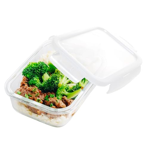 Image of Cutting EDGE 370ml Rectangular Borosilicate Glass Food Container (Set of 1) | food storage, meal prep, refrigerator use, microwave safe, transparent body, everyday kitchen home & office use