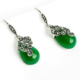 Boucles d\'oreilles pendantes en agate naturelle for femme de style vintage, boucles d\'oreilles vintage en argent 925 en forme de goutte d\'eau rubis émeraude pierres précieuses bijoux ornements femmes
