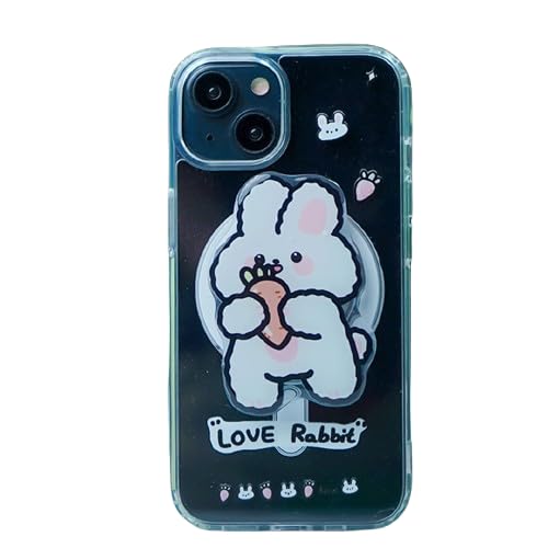Image of Peeperly Back Cover Case for iPhone 14 Plus Soft TPU, Shockproof Protective Durable Cute Rabbit Acrylic Magnetic Fancy Case for Girls & Women