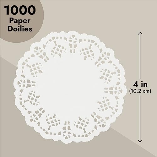 Juvale 1000 Pack White 4 Inch Paper Lace Doilies For Desserts, Weddings, Baby Showers, Table Decor #TOP3
