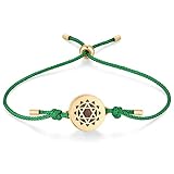 PHNIBIRD Armbänder Damen, Chakra Aroma diffusor Armreifen aus Edelstahl, Grünes Verstellbares Seil Armband für Damen, Mädchen, Kinder, Paare, etc.