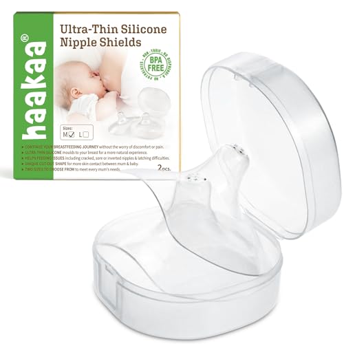Image of haakaa Nippleshield Silicone Nipple Shields for Breastfeeding with Carry Case Ultra-Thin Super-Soft (18mm, 2pk)