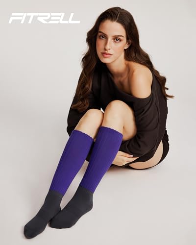 Image of FITRELL Slouch Socks for Women, 3 Pairs Soft Cotton Knee High Scrunch Tube Boot Socks