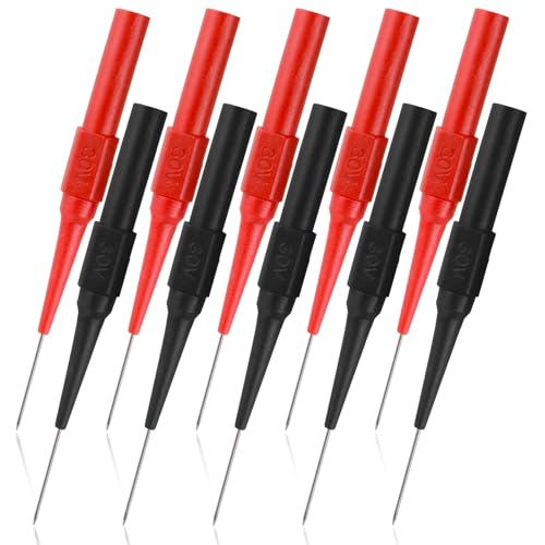 Image of cobee 10 Pcs 0.7mm Test Probe Pins, Wire Piercing Probe Insulation Back Probes Non-Destructive Pin, Wire Piercing Probe Pin Multimeter Probes for Banana Socket Plug Car Tester