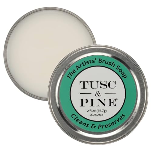 Image of Tusc & Pine The Artists' Brush Soap, 6 Pack - 2oz Plant-Based Brush Cleaner, Oil, Acrylic, Watercolor Paint - Nourishes Bristles; Made in North Carolina; Alkali Soap, Gentle Pine Fragrance