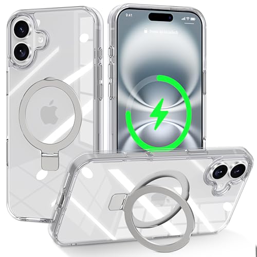 CHAOFEnG Compatible with iPhone 16 Plus Case with Stand, Clear