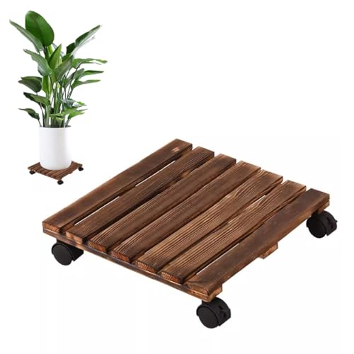 Carrito de madera con ruedas de 50x50 cm para macetas de interior y exterior 2