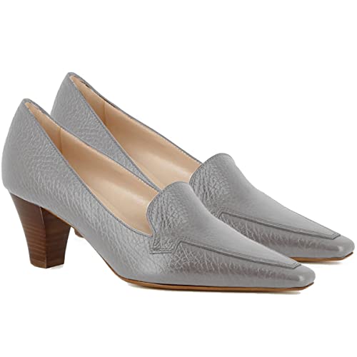 Image of LEHOOR Women Vintage Chunky Block Heel Pumps Shoes Square Pointed Toe Slip On Formal Office Work Business Loafers Shoes Suede Snakeskin Cone Heel Oxford Shoe Ladies Professional Chic Fall 4-11 M US