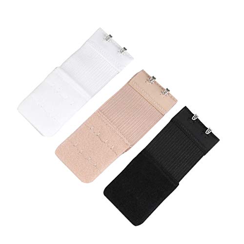 Lurrose 3 extensores de lingerie de sutiã elástico feminino, 2 ganchos, 2 fileiras de tiras de exten