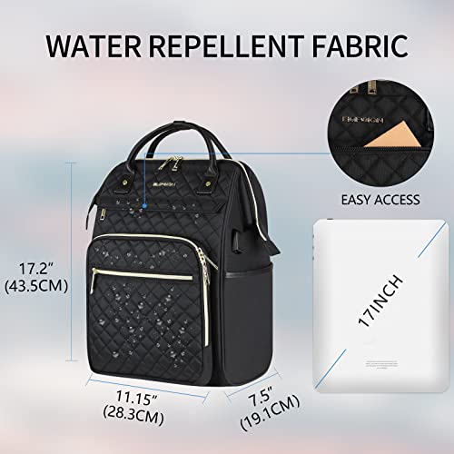 Empsign 17 Inch Laptop Backpack For Women Men Work Laptop Bag Large Capacity With Usb Port, Waterproof Purse Backpacks Teacher Nurse Travel Bags Casual Daypacks For School, College, Business, Black #TOP1